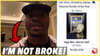 Adrian Peterson Denies Going Broke Despite Viral Photos of his Memorabilia being Auctioned [upl. by Francklyn]