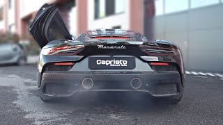 Maserati MC20 with Capristo catback exhaust Sound clips  30L 90° twinturbo V6 Nettuno engine [upl. by Akinet52]