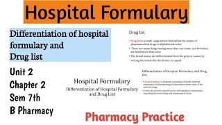 Differentiation of hospital formulary amp Drug list Pharmacy Practice7th SemB pharmacy [upl. by Iamhaj]