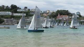 Salcombe Gin Merlin Rocket Week 2024 Monday Afternoon Race Start by Malcolm Mackley [upl. by Bigner986]