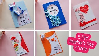 5 DIY Mothers Day greeting cardsEasy and Beautiful card  ทำการ์ดวันแม่ 5 แบบน่ารักๆ [upl. by Notsej139]