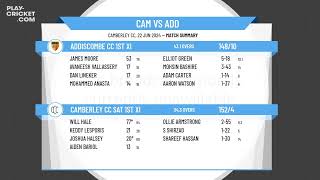 Camberley CC Sat 1st XI v Addiscombe CC 1st XI [upl. by Downe]