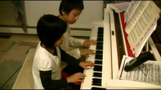 Piano Duet Berceuse from Gabriel Faures Dolly Suite by 12yearold and 9yearold [upl. by Pfaff358]