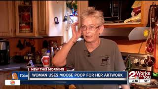 Woman uses moose poop for artwork [upl. by Cud232]