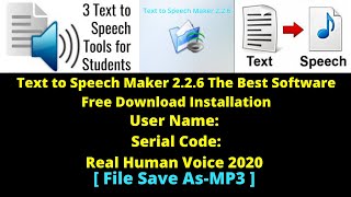 Text to Speech Maker 226 The Best Software Free download installation and Real Human Voice 2020 [upl. by Nahgen]