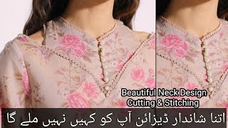 Latest Neck Design Cutting And Stitching  New Trendy Neck Design With Lace [upl. by Corena]