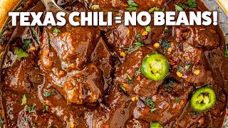 TexasStyle Chili Recipe  All Meat No Beans [upl. by Eneryt706]