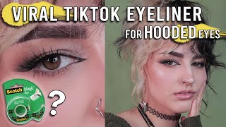 how to do eyeliner tape hack for hooded eyes brynne marie signature  in depth makeup tutorial [upl. by Parnell379]