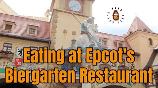 Eating at Epcots Biergarten Restaurant [upl. by Ahsekad]