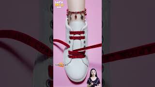 How to tie shoe laces fancy Shoelacing style for girls shorts shoeslacestyles [upl. by Flessel]