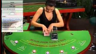 ONLINE CASINO BLACK JACK DEALER KRISTINE PROCEEDING TO CHANGE CARDS [upl. by Lou]