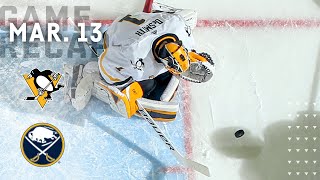 Game Recap Penguins vs Sabres 031321  Casey DeSmiths 24Save Shutout [upl. by Laekim710]