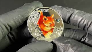 Unboxing EN Cute amp Cuddly 1 Baby Dingo 1 Oz Silver Proof Coin in Color [upl. by Lesya]