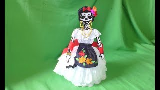 como vestir calavera con papel crepe estilo VERACRUZ [upl. by Walke91]