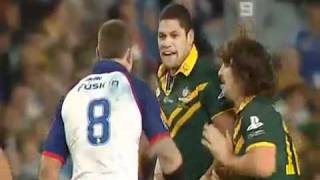 Australia vs England Willie Mason knocks Feildon out cold [upl. by Viccora707]