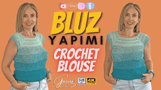 BLUZ YAPIMI  CROCHET BLOUSE  SUB  DIY [upl. by Ojyllek24]