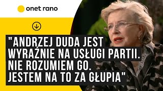 Krystyna Janda Andrzej Duda jest wyraźnie na usługi partii Nie rozumiem go Jestem na to za głupia [upl. by Nyloc696]