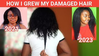 HOW TO GROW DAMAGED RELAXED HAIR TO MID BACK LENGTH Haircare routine and tips [upl. by Nelda]