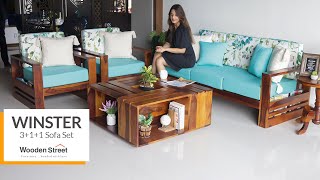 Winster Wooden Sofa Set  Latest Wooden Sofa Set Design  Wooden Street [upl. by Louie747]