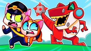 🙀 Scary Dino Robot Song 🦖🤖 Baby Cartoons by Purrfect Songs amp Nursery Rhymes 🎵 [upl. by Sehguh]