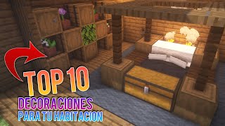 TOP 10 DECORACIONES PARA TU HABITACIÓN EN MINECRAFT [upl. by Quin]