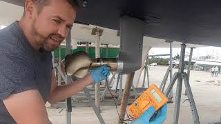 Changing the anodes on an S130 Saildrive and folding propeller  Boat Projects [upl. by Reste]