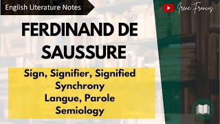 Ferdinand de Saussure  Sign Signifier Signified  Langue and Parole Structuralism IRENE FRANCIS [upl. by Yenaffit]