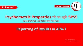 Psychometric Properties through SPSS and APA 7th Results Reporting [upl. by Ingrim883]