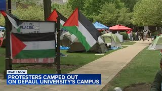 DePaul University proPalestinian encampment draws counterprotesters [upl. by Leverick]