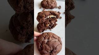 Perfect shape doublechocolatechipcookies 🍪 doublechocolatechipcookierecipe creamcheesefilling [upl. by Ayotan312]