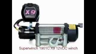 Superwinch 1901C X9 12VDC winch rated line pull of 9000 lb4082 kg with roller fairlead [upl. by Anirpas]