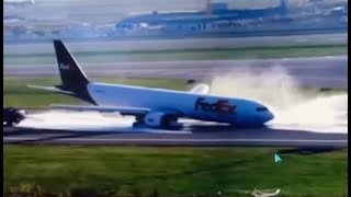 Unbelievable FedEx Boeing 767 Emergency Landing Pilots Remarkable Maneuver at Istanbul Airport [upl. by Pernell]