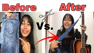 DIY Guitar Strap how to make guitar strap skirt or jean no sewing machine [upl. by Leffen246]