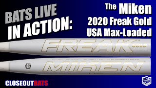 Closeoutbatscom Miken Freak Gold Maxload End Loaded Slowpitch Bat USAASA MGOLDA 2020 Hitting [upl. by Yelkao]