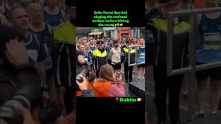 Colin Farrell kicked off the Dublin City Marathon singing the national anthem DebraIre 🙌☘️💚 [upl. by Orvan]