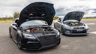 1900BHP NISSAN GTR VS ARTHURS 1200HP TTRS [upl. by Broddy727]