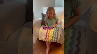 My daughter demonstrating my Crochet Rainbow Blanket Pattern 🥰 [upl. by Lavoie]