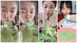 Best matcha green tea powder amp Eating matcha powdered ice amp matcha benefits amp Matcha ice mukbang 50 [upl. by Lynda]