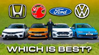 VW Golf v Ford Focus v Honda Civic v Astra review [upl. by Derick]