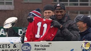 Patriots Super Bowl Parade Jacoby Brissett Has No Time For A Julian Edelman Jersey [upl. by Kiehl622]