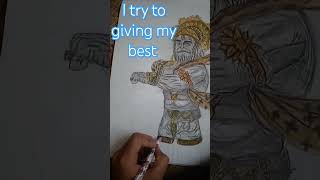 I draw hardest art of hanuman ji 🤯☺🥰 viral shorts art [upl. by Nyladam800]