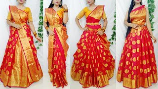 Banarasi Silk Saree Draping in 5 StylesSaree Wearing Styles to look elegantSilk saree draping idea [upl. by Dihaz512]