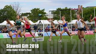 Stawell Gift 2018  100m Under 18 Girls Final won by Elise Sapardanis [upl. by Yendis]