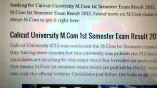 Calicut University MCom 1st Semester Exam Result 2013 [upl. by Pompea210]