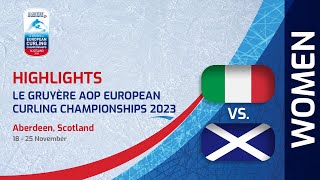 ITALY v SCOTLAND  Highlights  Le Gruyère AOP European Curling Championships 2023 [upl. by Eimia]