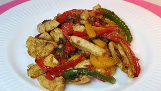 SALTEADO DE POLLO CON PIMIENTOS Receta equilibrada y fácil nuberosaylila cocinafacil [upl. by Aryhs619]