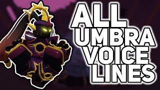 All of Umbras Voice Lines  Tower Defense Simulator [upl. by Noirda266]