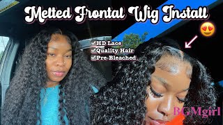 DETAILED HD 24 INCH WATER WAVE MIDDLE PART FRONTAL WIG INSTALL DRAMATIC BABY HAIR FtBGMGIRL HAIR 💗 [upl. by Ayekan275]