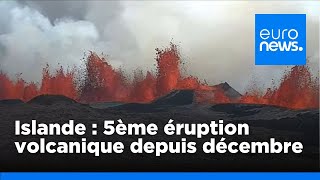 Islande  nouvelle éruption volcanique au nord de Grindavik  euronews 🇫🇷 [upl. by Quita]