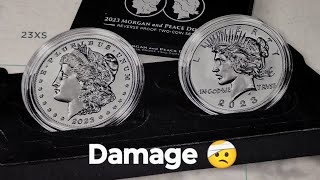 2023 Morgan and peace dollar reverse proof set Damage 🤕🤕🤕 [upl. by Sakovich764]